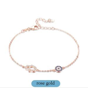 925 HAMSA EVIL EYE BRACELET ROSE GOLD PLATED